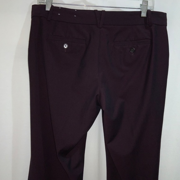 Loft Marisa burgundy flat front pants Sz 8 petite front zip back pockets - Picture 7 of 9